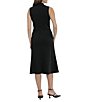Color:Black - Image 2 - Stretch Crepe Mock Neckline Sleeveless Midi Dress