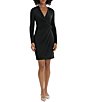 Color:Black - Image 1 - Stretch Matte Jersey V-Neck Long Sleeve Dress
