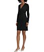 Color:Black - Image 3 - Stretch Matte Jersey V-Neck Long Sleeve Dress