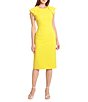 Color:Empire Yellow - Image 3 - Stretch Ruffle Cap Sleeve Sheath Dress