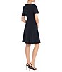 Color:Twilight Navy - Image 2 - Stretch V-Neck Short Sleeve A-Line Embellished Trim Dress