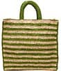 Color:Emerald - Image 1 - Callie Striped Straw Tote Bag