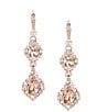 Color:Rose Gold - Image 1 - Double Crystal Drop Earrings