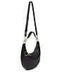 Color:Black - Image 4 - Savannah Leather Shoulder Crossbody Hobo Bag