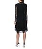 Color:Black - Image 2 - Beaded Long Sleeve Round Neck Matte Jersey 2-Piece Jacket Dress