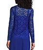 Color:Royal - Image 5 - Glitter Lace Long Sleeve Square Neck Matte Jersey Chiffon Skirt 2-Piece Gown