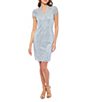 Color:Silver - Image 1 - Lace Cap Sleeve Scalloped V-Neck Short Sheath Dress