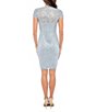 Color:Silver - Image 2 - Lace Cap Sleeve Scalloped V-Neck Short Sheath Dress