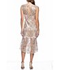 Color:Champagne - Image 2 - Sleeveless Illusion Crew Neck Ruffle Peplum Hem Crochet Lace Dress