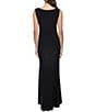 Color:Black - Image 2 - Sleeveless V-Neck Knotted Waist Front Slit Maxi Gown