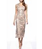 Color:Champagne - Image 1 - Sleeveless V-Neck Sequin Lace Midi Dress