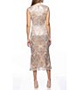 Color:Champagne - Image 2 - Sleeveless V-Neck Sequin Lace Midi Dress