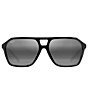 Color:Black - Image 2 - Men's Aviator 57mm Wedges Polarized Sunglasses