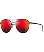 Color:Matte Black - Image 1 - Unisex Half Moon PolarizedPlus2® 52mm Mirrored Round Sunglasses
