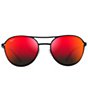 Color:Matte Black - Image 2 - Unisex Half Moon PolarizedPlus2® 52mm Mirrored Round Sunglasses