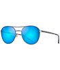 Color:Dove Grey - Image 1 - Unisex Half Moon PolarizedPlus2® 52mm Mirrored Round Sunglasses