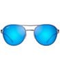 Color:Dove Grey - Image 2 - Unisex Half Moon PolarizedPlus2® 52mm Mirrored Round Sunglasses