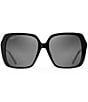 Color:Black Gloss - Image 2 - Women's Poolside 55mm Polarized Black Square Sunglasses
