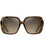 Color:Caramel Tiger - Image 2 - Women's Poolside 55mm Polarized Black Square Sunglasses