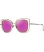 Color:Transparent Pink/Rose Gold - Image 1 - Women's Violet Lake 53mm Butterfly Sunglasses