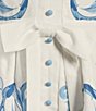 Color:Blue/Ivory - Image 3 - Carmen Floral Print Mandarin Collar 3/4 Full Sleeve Mini A-Line Dress
