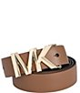 Color:Luggage - Image 3 - 1#double; Smooth to Logo Reversible Leather Belt