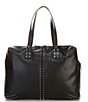 Color:Black - Image 2 - Astor Extra-Large Studded Leather Weekender Bag
