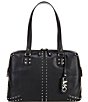 Color:Black - Image 1 - Astor Studded Large Leather Shoulder Bag