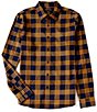 Color:Midnight - Image 1 - Brushed Plaid Long Sleeve Woven Shirt