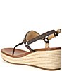 Color:Brown - Image 3 - Casey Signature Logo Leather Wedge Espadrille Sandals