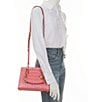 Color:Camila Rose - Image 4 - Cynthia Small N/S Glimmer Croco Embossed Satchel Bag