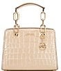 Color:Camel - Image 1 - Cynthia Small N/S Glimmer Croco Embossed Satchel Bag
