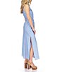 Color:Sky Blue Wash - Image 3 - Denim Collared Neck Sleeveless Maxi Shirt Dress