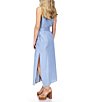 Color:Sky Blue Wash - Image 4 - Denim Collared Neck Sleeveless Maxi Shirt Dress