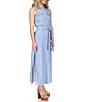 Color:Sky Blue Wash - Image 5 - Denim Collared Neck Sleeveless Maxi Shirt Dress