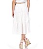 Color:White - Image 2 - Eyelet Tiered Midi Skirt