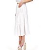 Color:White - Image 3 - Eyelet Tiered Midi Skirt