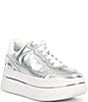 Color:Silver - Image 1 - Hayes Metallic Leather Platform Lace Up Sneakers