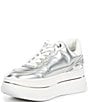 Color:Silver - Image 4 - Hayes Metallic Leather Platform Lace Up Sneakers