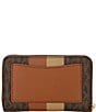 Color:Brown/Luggage - Image 2 - Jet Set Signature Logo Semi Lux Small Zip Around Card Case