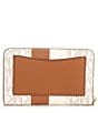 Color:Vanilla/Luggage - Image 2 - Jet Set Signature Logo Semi Lux Small Zip Around Card Case