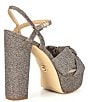 Color:Gold - Image 2 - Josie Glitter Fabric Knotted Ankle Strap Platform Dress Sandals