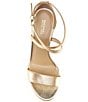 Color:Pale Gold - Image 5 - Kayla Metallic Leather Rhinestone Embellished Espadrille Wedge Sandals