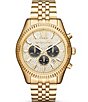 Color:Gold - Image 1 - Lexington Pave Dial Chronograph & Date Bracelet Watch