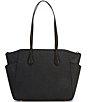 Color:Black - Image 2 - Marilyn Medium Saffiano Leather Top Zip Logo Charm Tote Bag