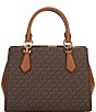 Color:Brown/Luggage - Image 2 - Marilyn Signature Logo Semi Lux Medium Satchel Bag