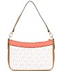 Color:Spiced Coral Multi - Image 2 - Medium Top Zip Colorblock Logo Pochette Crossbody Bag