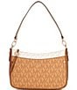 Color:Pale Peanut/Luggage - Image 1 - Medium Top Zip Colorblock Logo Pochette Crossbody Bag
