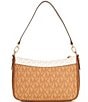 Color:Pale Peanut/Luggage - Image 2 - Medium Top Zip Colorblock Logo Pochette Crossbody Bag
