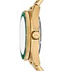 Color:Gold - Image 2 - Men's Maritime Green Dial Three-Hand Date Gold-Tone Stainless Steel Bracelet Watch